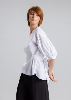 Bluza alba cu maneca incretita RVL