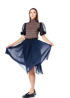 Bluza maro lurex, cu maneci din tulle RVL