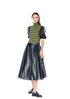 Bluza verde lurex, cu maneci din tulle RVL