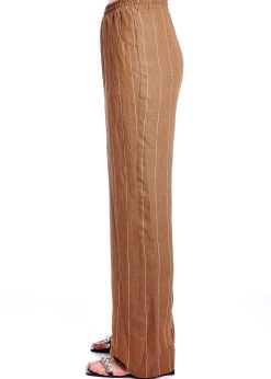Pantalon din in RVL, maro dungi