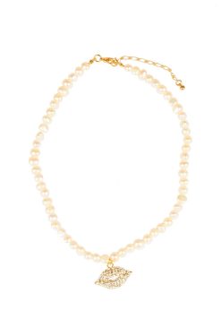 Colier perle naturale - Gold Lips